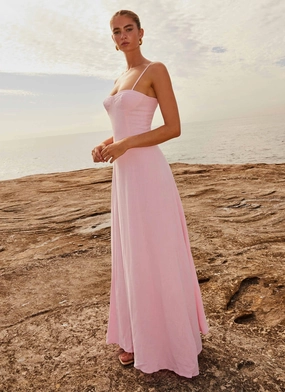 Angelina Linen Maxi Dress - Pink Petal Timeless Wear