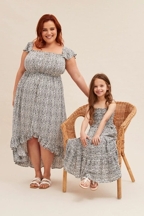 Work Vibes Animal Print Kids Midi Dress Singlet Tiered