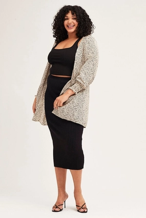 Ripstop Technology Casual Fit Silhouette Animal Print Open Front Longline Cardigan