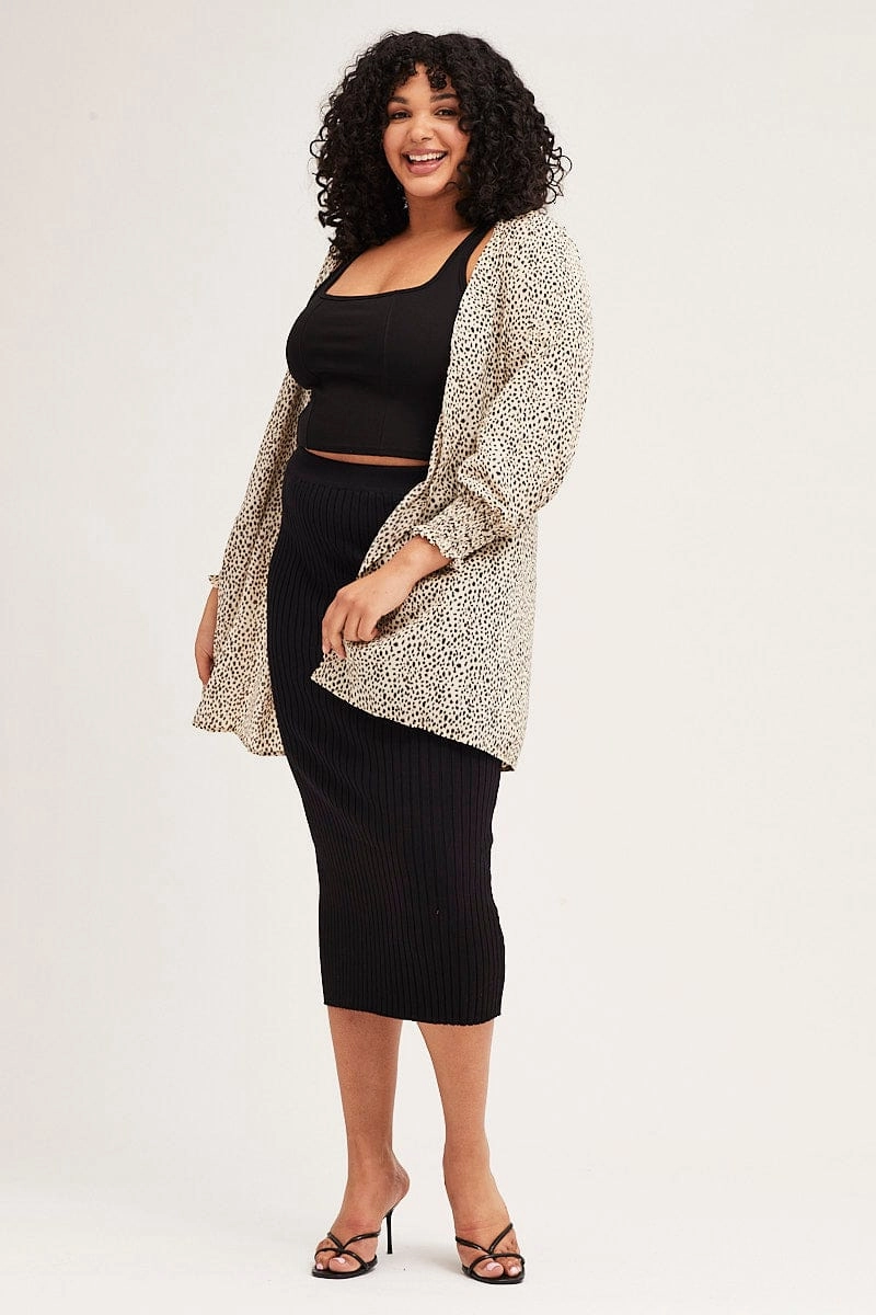 Ripstop Technology Casual Fit Silhouette Animal Print Open Front Longline Cardigan