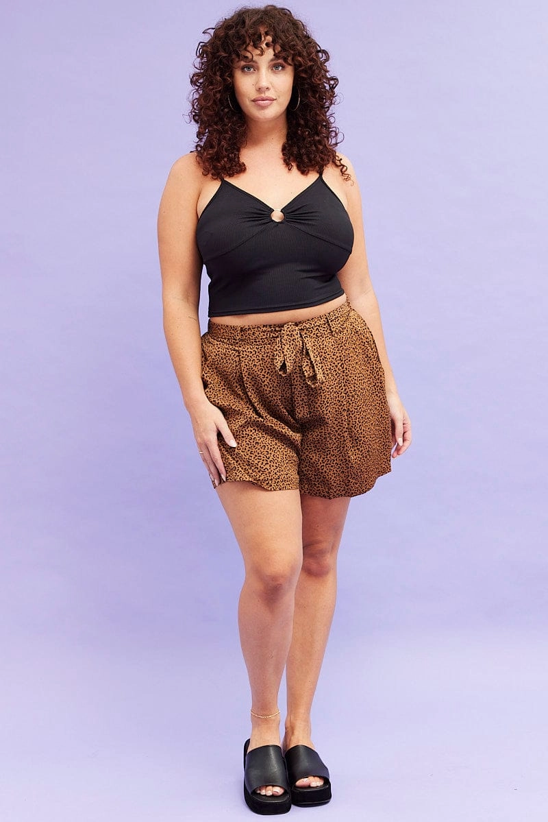 Animal Print Shorts High Rise Waist Tie Versatile Fit media industry
