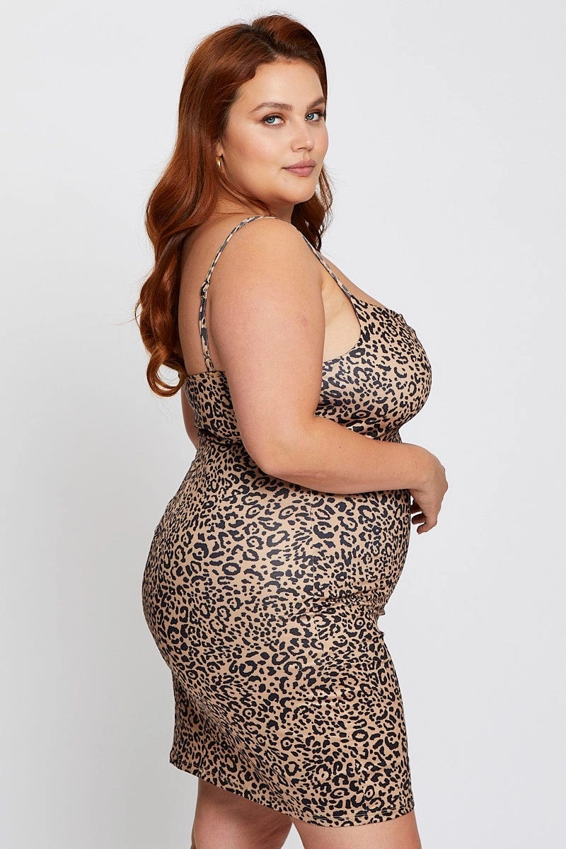 Animal Print Strappy Sleeveless Bodycon Dress Bold Statement