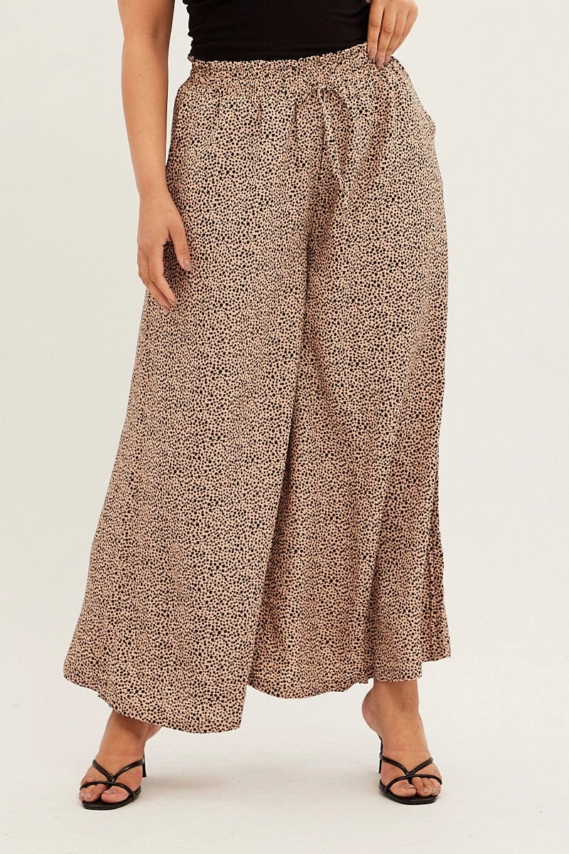 Animal Print Wide Leg Pants High Rise Freedom Fit Comfort for All