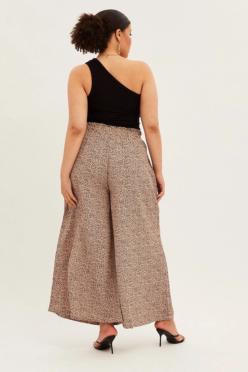 Comfy Fit QuickReleaseClosures Animal Print Wide Leg Pants High Rise