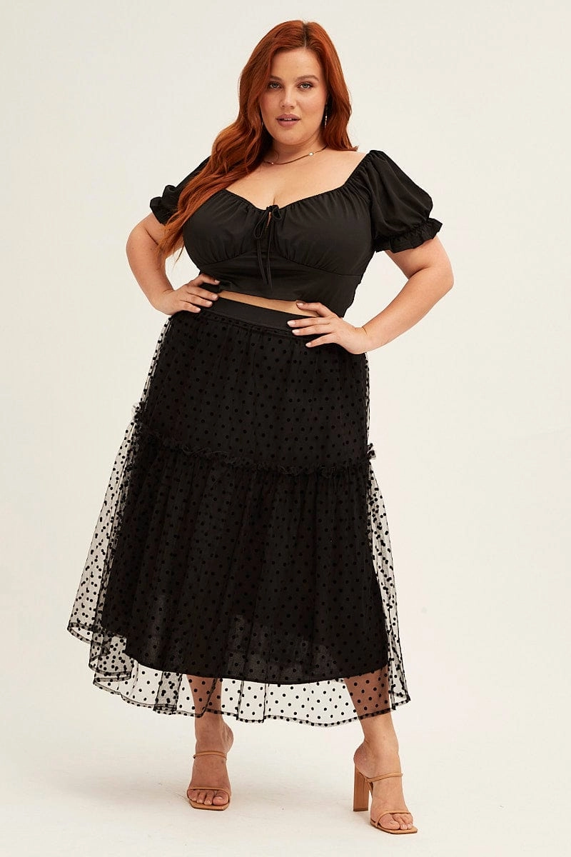 Polka Dot Midi Skirt Tulle Spot Elastic Waist Party investment piece Everyday Comfort