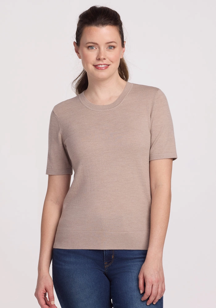 Running Gear product lace femininity Anna Crew Sweater - Sandstone Haze