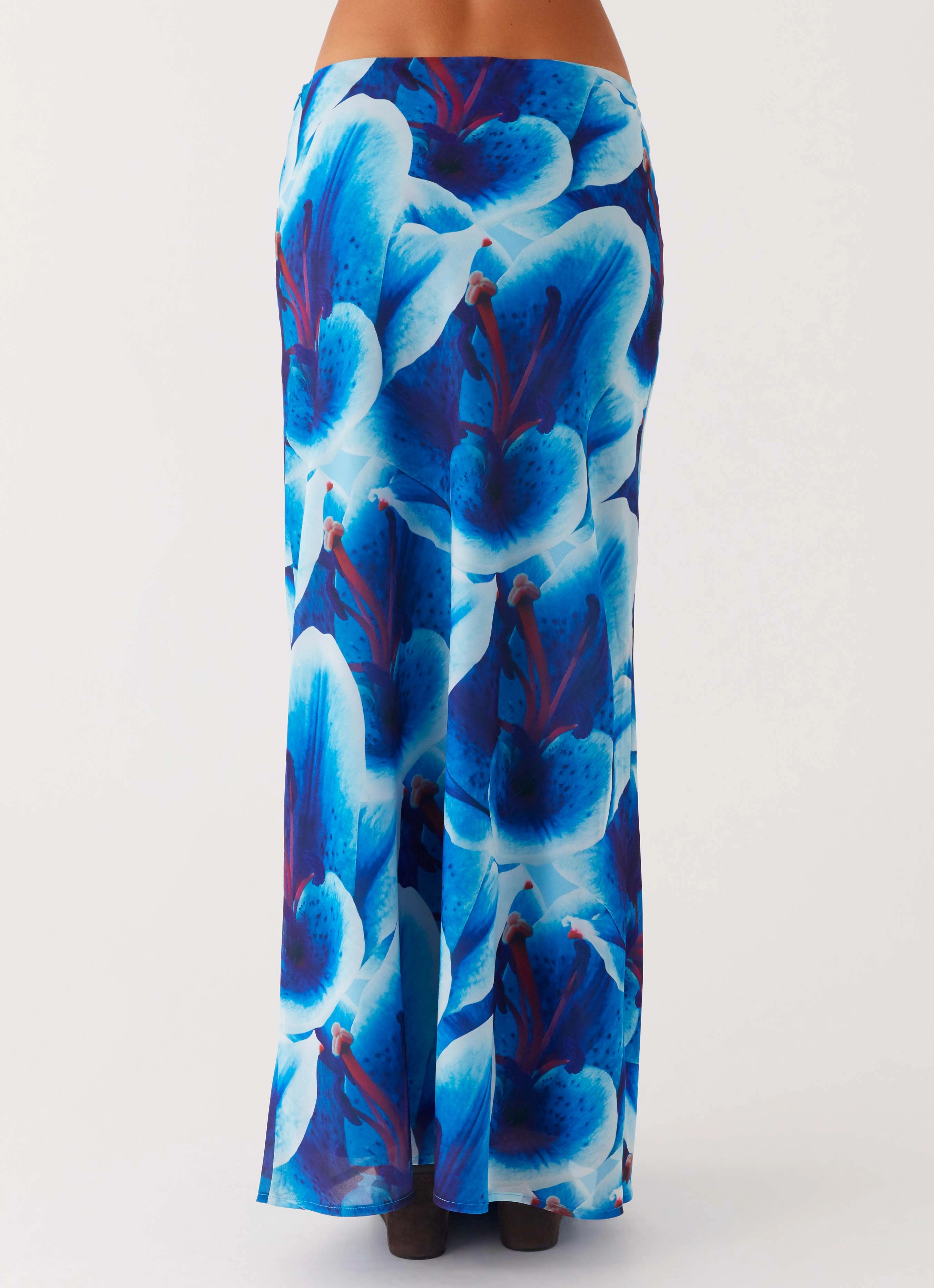 Side Pockets Timeless Wear Another Life Chiffon Maxi Skirt - Turquoise Floral