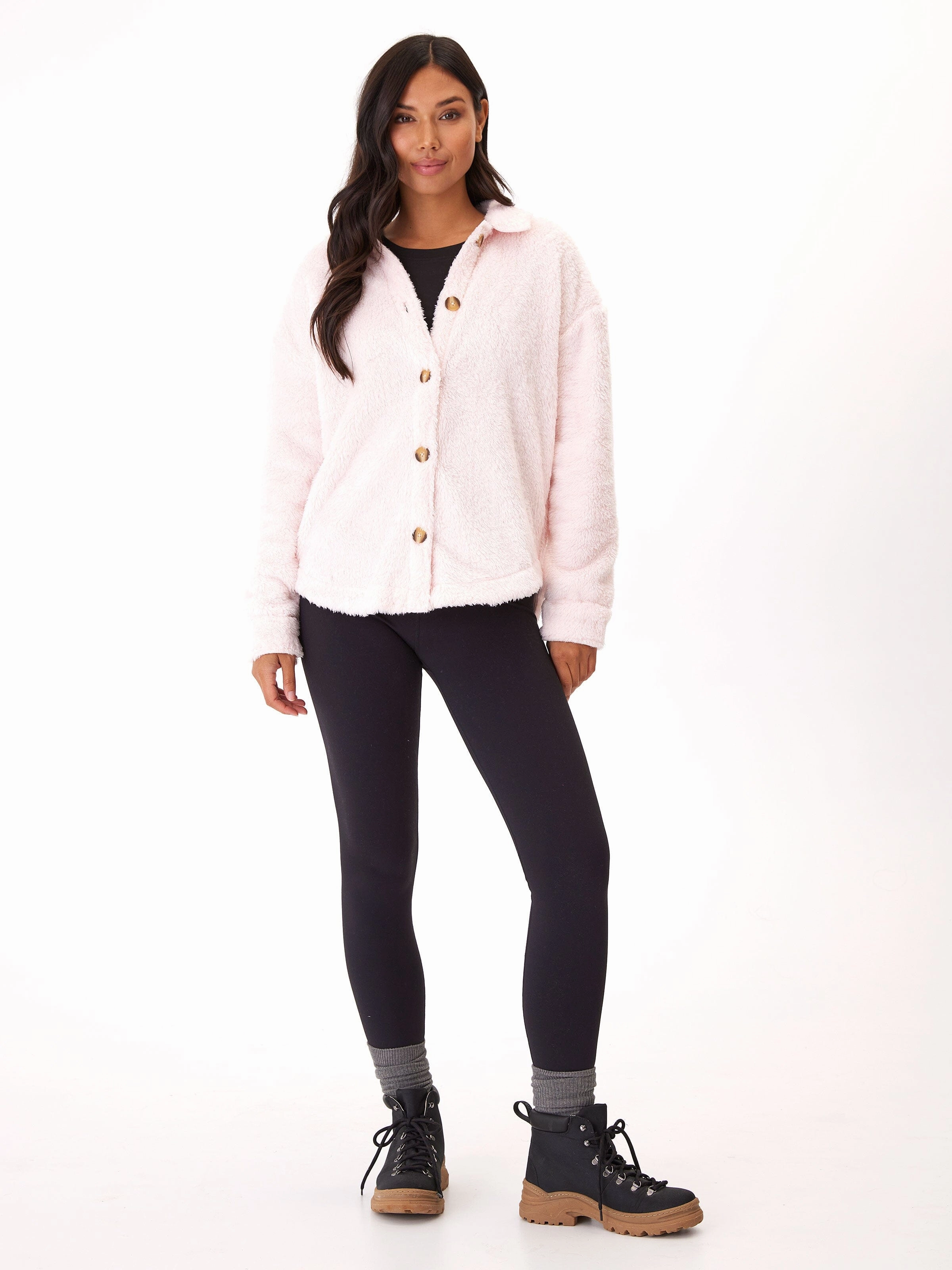 LaserCut Vents Chic Urban Anthea Sherpa Shirt Jacket