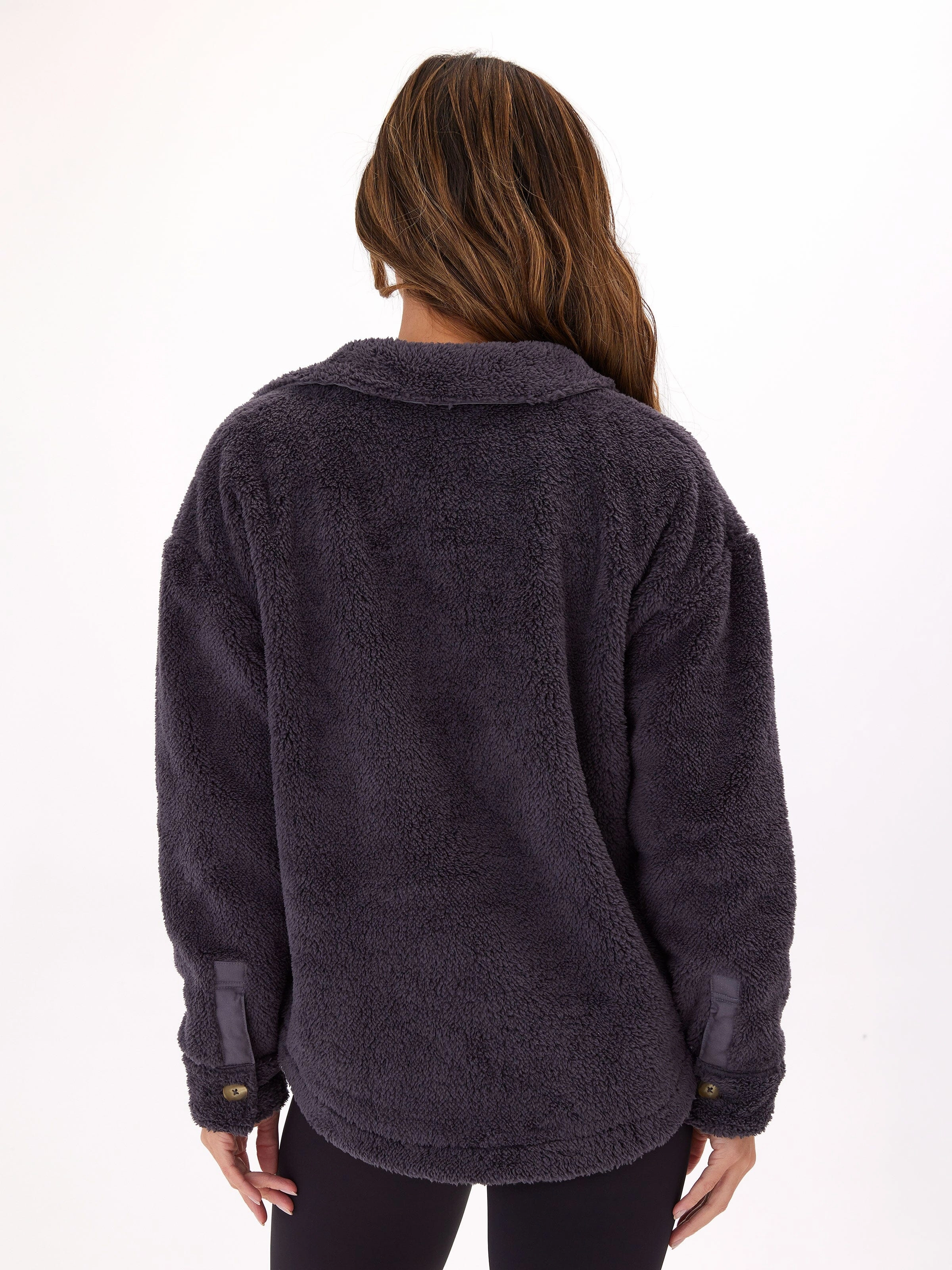 Anthea Sherpa Shirt Jacket Low Profile Collar Anti Static Lining