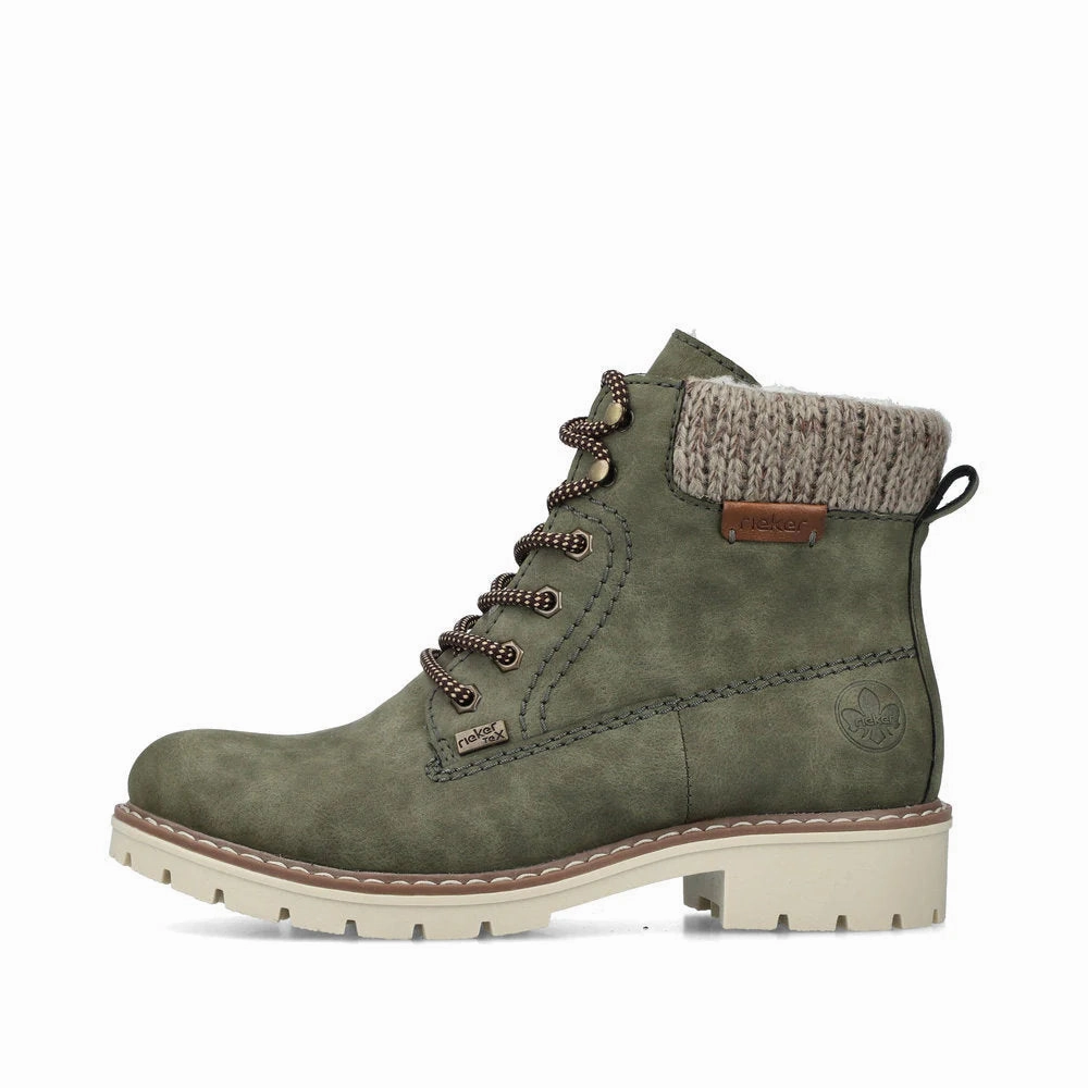 Rieker Women's Sabrina 18 Fur lined Ankle Boot - Liane/Mogano/Stein Cushioned Step Urban Traveler Quick Drying Hiking Trails