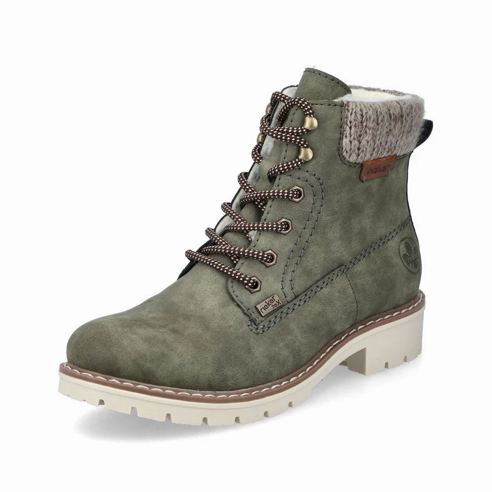Rieker Women's Sabrina 18 Fur lined Ankle Boot - Liane/Mogano/Stein Odor Control Fabric Comfortable Flex