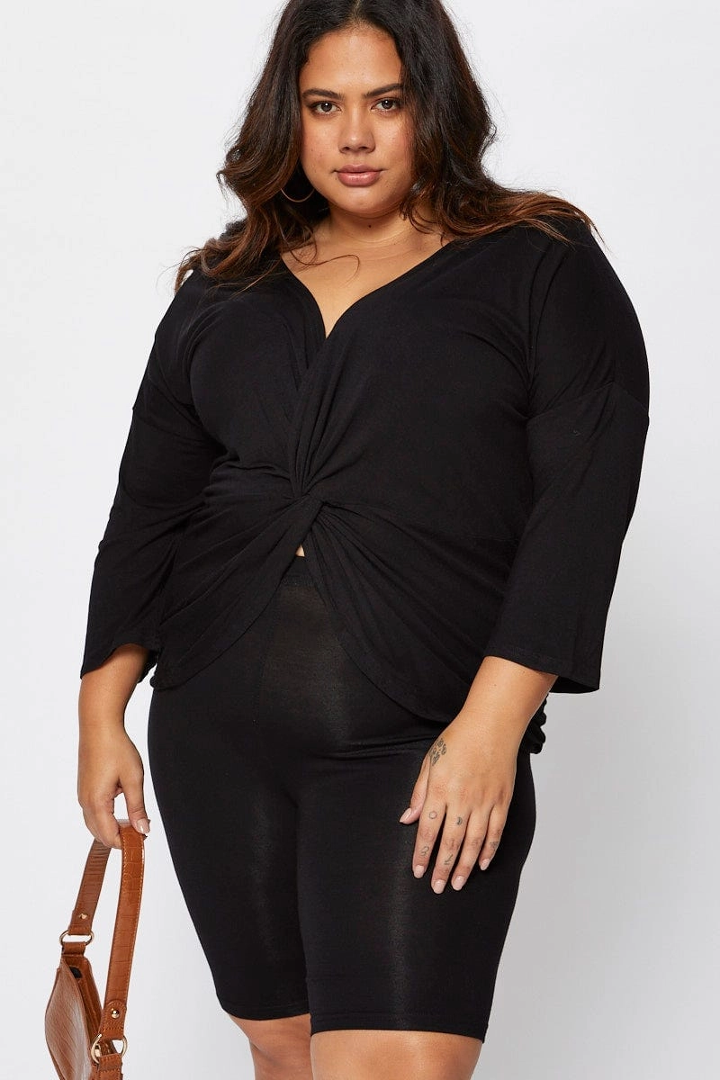 Black Blend Twist Black V-neck Cotton On Trend Waterproof Feature