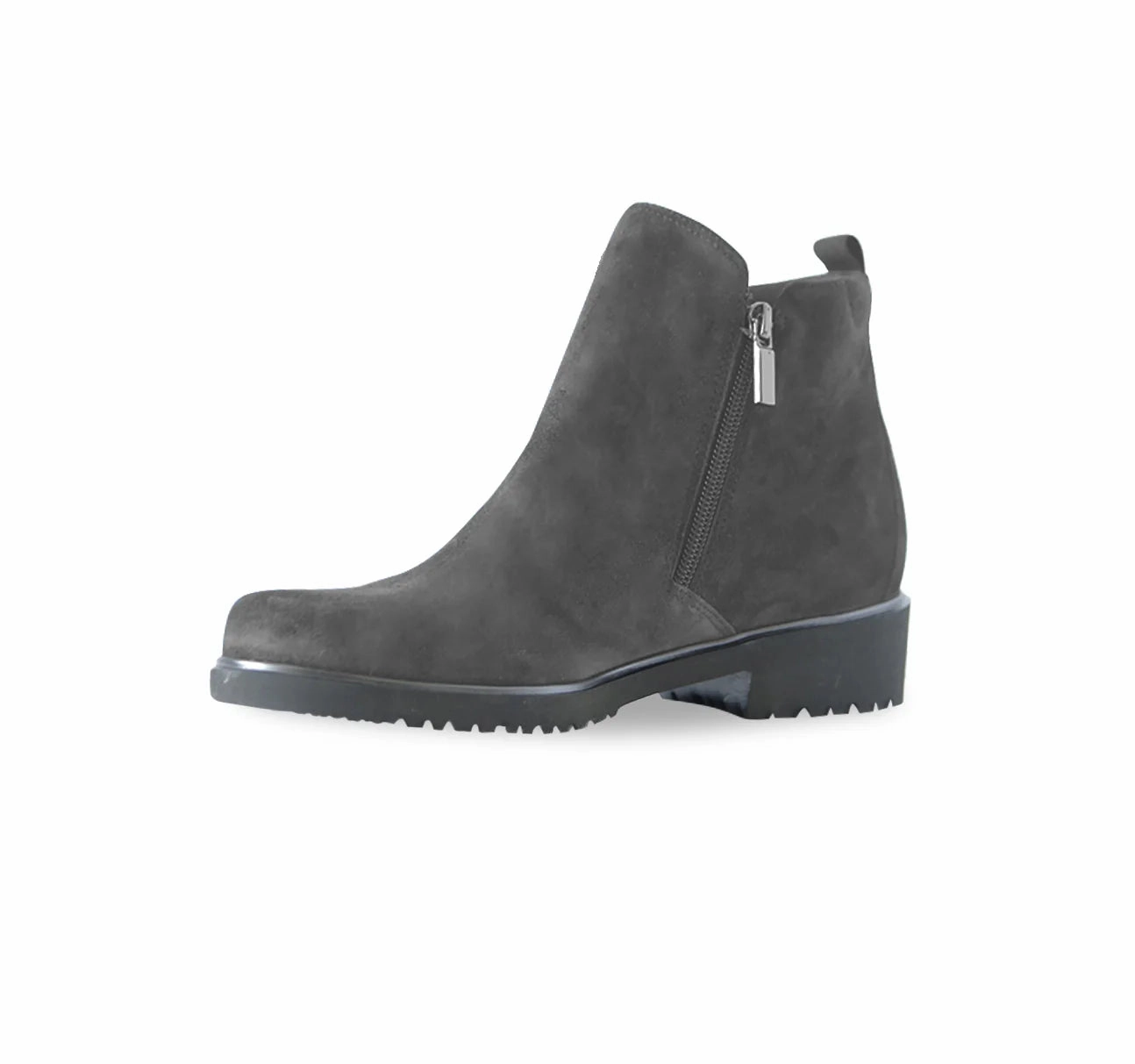 Abrasion Resistant Surface Comfort Toe Box Munro Women's Rourke Double Zipper Ankle Boot - Charcoal Suede
