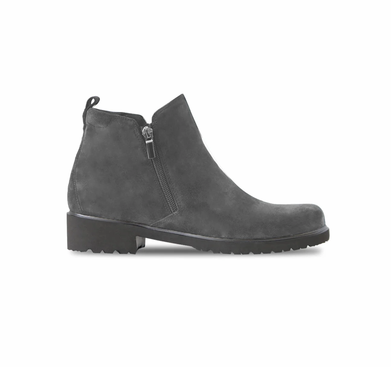 Munro Women's Rourke Double Zipper Ankle Boot - Charcoal Suede Mountain Trail Rain Proof