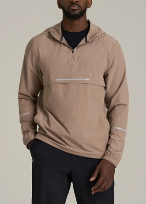 Weekend Ready Mesh Venting Featherweight Packable Anorak for Tall Men in Dark Sand