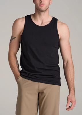 Breathable Microfiber The Essentials: Men's Tall SLIM-FIT Beach Tank Top in Black