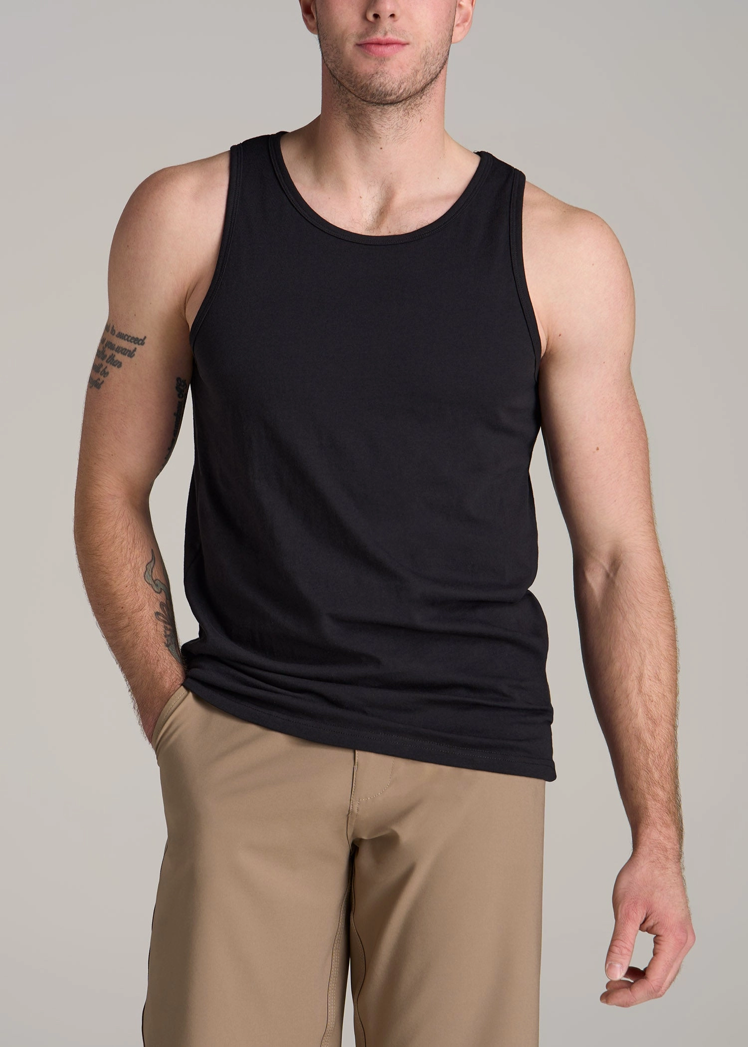 Odor Neutralizing Technology Active Wear The Essentials: Men's Tall SLIM-FIT Beach Tank Top in Black