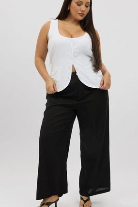 Fashion Comfort Wear Core Utility Black Linen Blend Tailored Pants