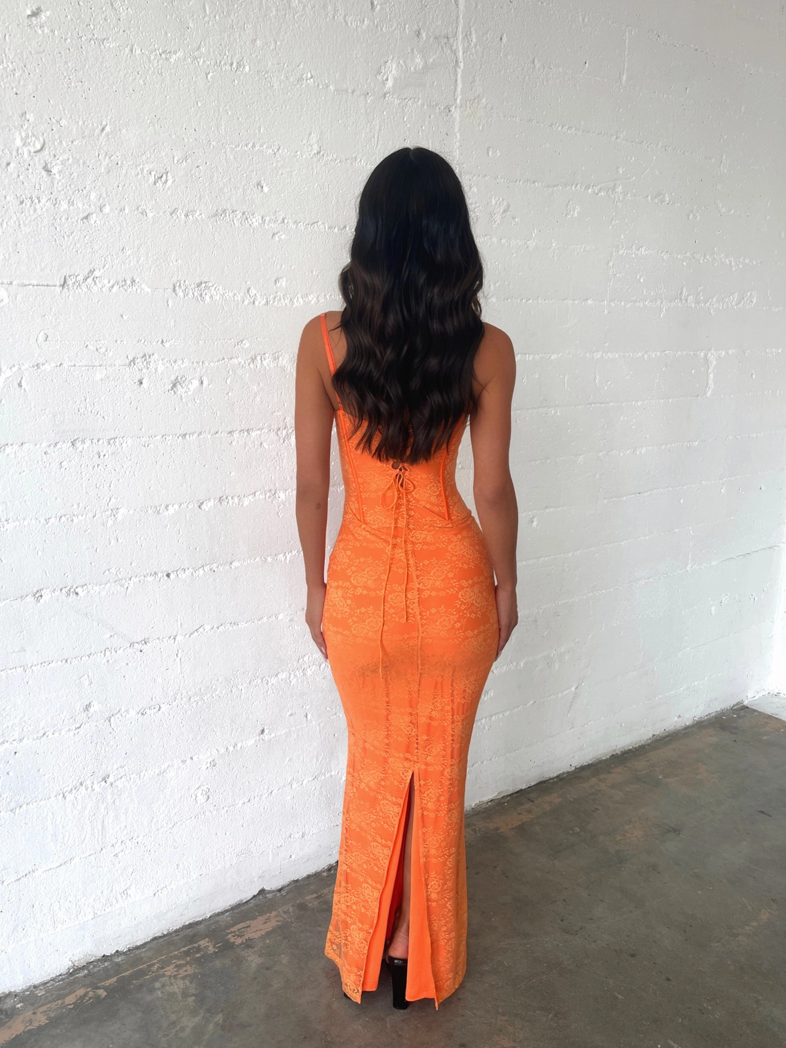 ASHBY MAXI DRESS ORANGE Layered Volume Summer Soft