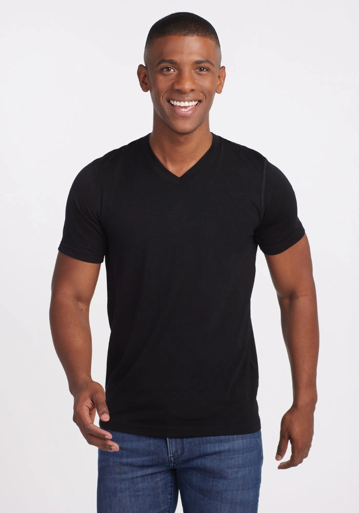 Ashton V Neck - Black Comfy Layering