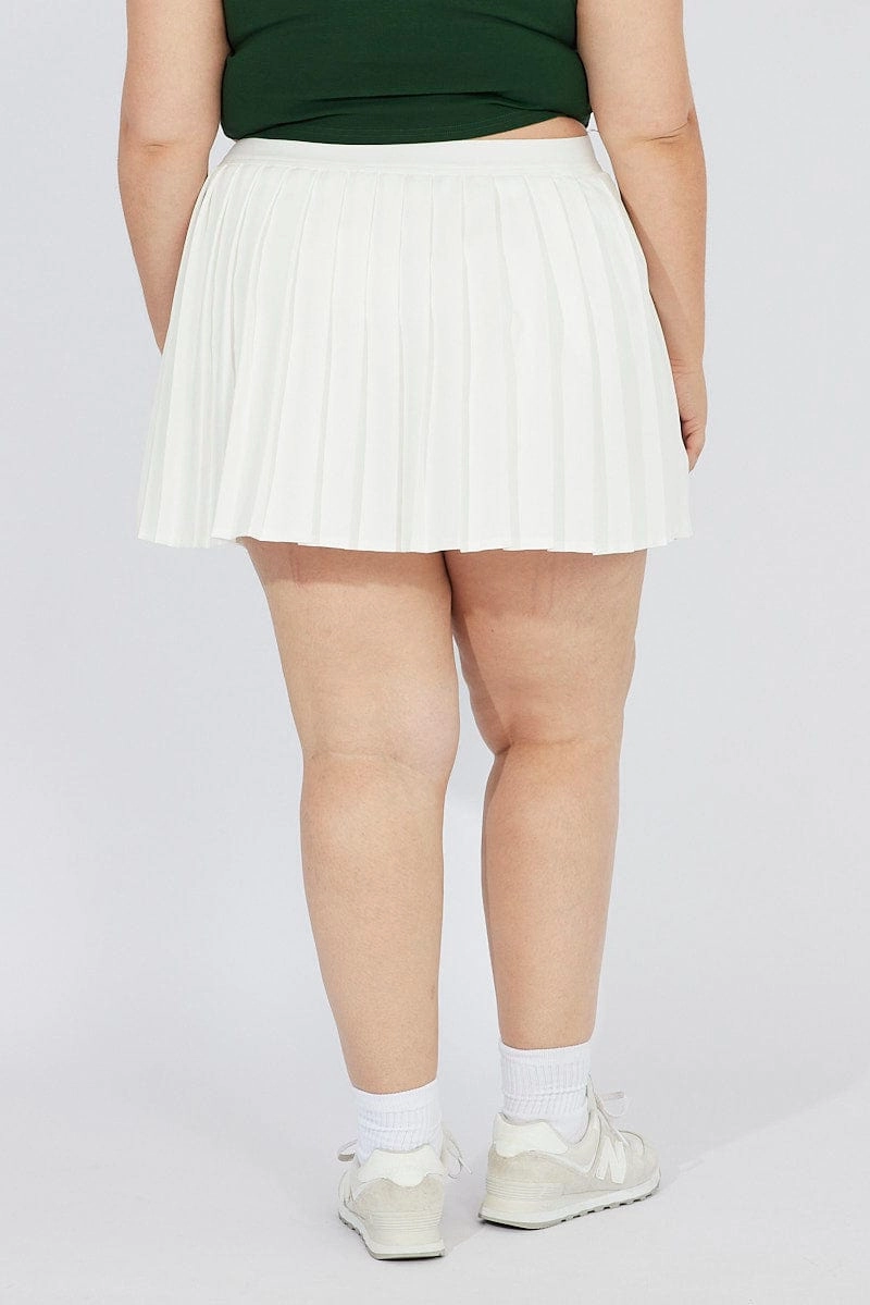 Luxury Finish White Pleat Tennis Skirt Shorts Underneath