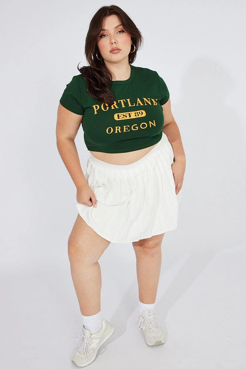 Ultra Comfort Abstract Motif White Pleat Tennis Skirt Shorts Underneath