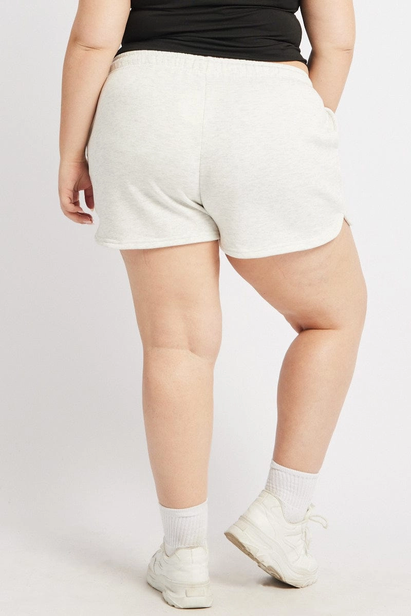 souvenir item yoga clothes Grey Curve Hem Athletic Embroidered Track Shorts