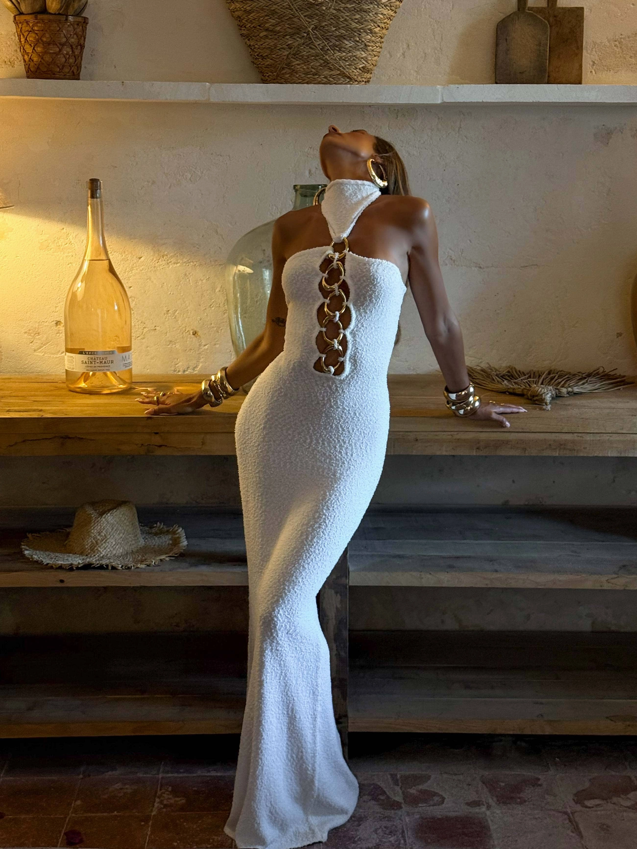Elegant Detail AURARO MAXI DRESS WHITE