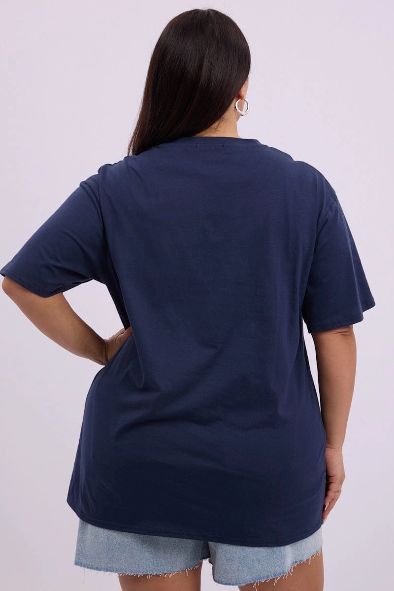 Unisex Flexible stretch Blue Graphic T Shirt Short Sleeve Crew Neck