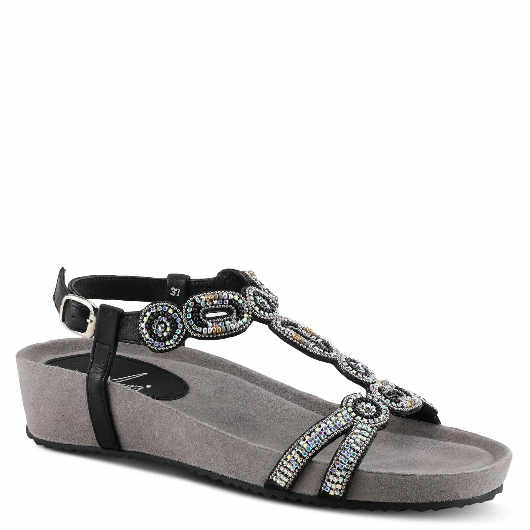 Azura by Spring Step Women's Stunnin T-Strap Sandals - Black Sandal Accessories