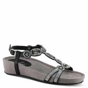 Sun-Ready Flex Comfort Azura by Spring Step Women's Stunnin T-Strap Sandals - Black