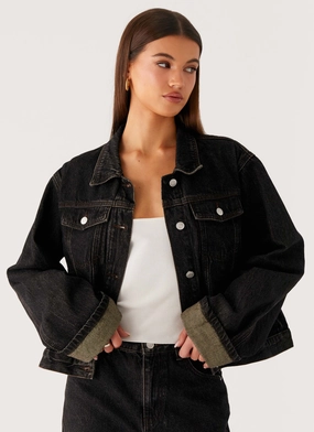 Simple Urban Layer Back Again Oversized Denim Jacket - Acid Charcoal