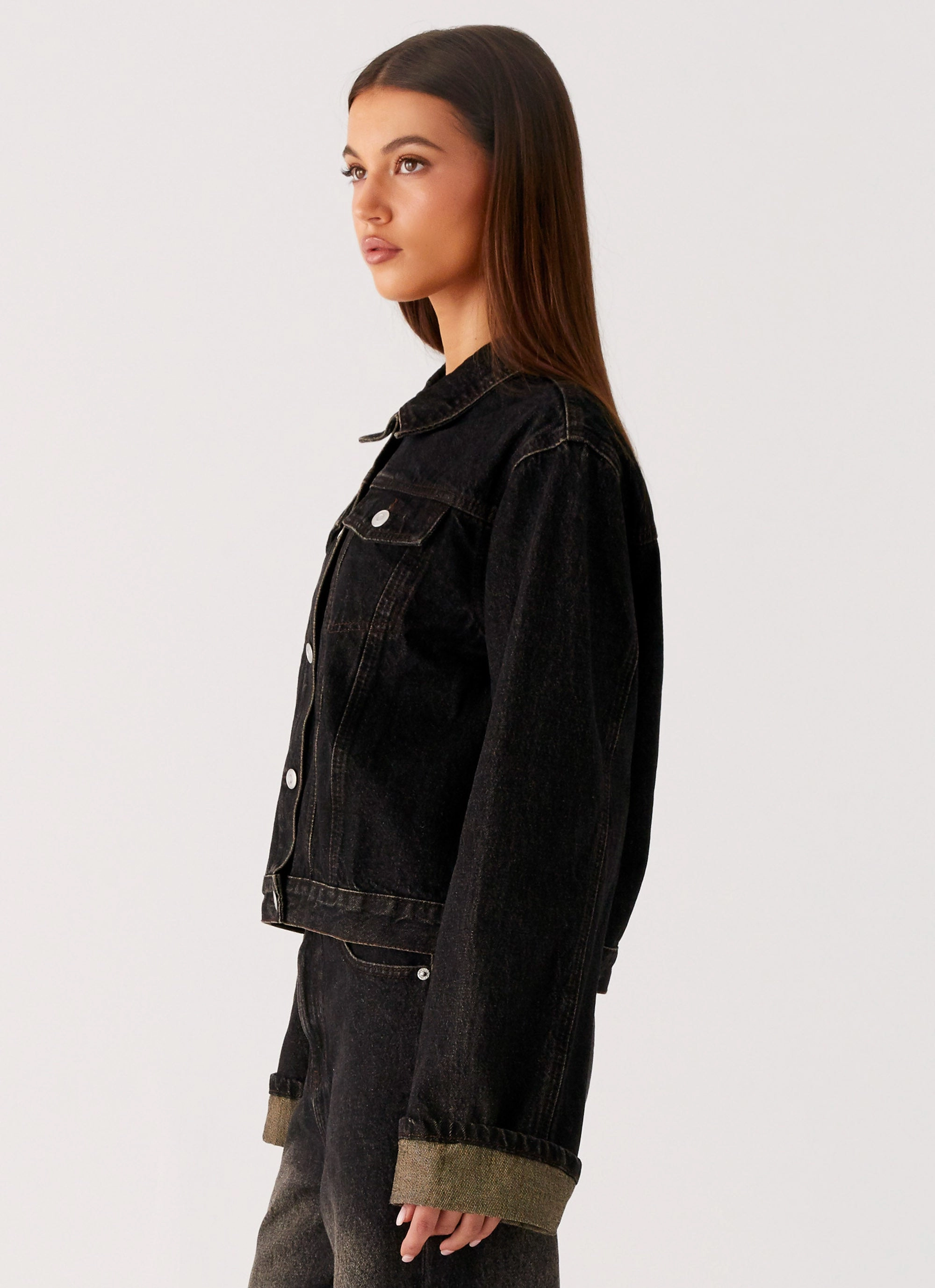 Back Again Oversized Denim Jacket - Acid Charcoal Static Dissipating Threading Anti Pilling Technology