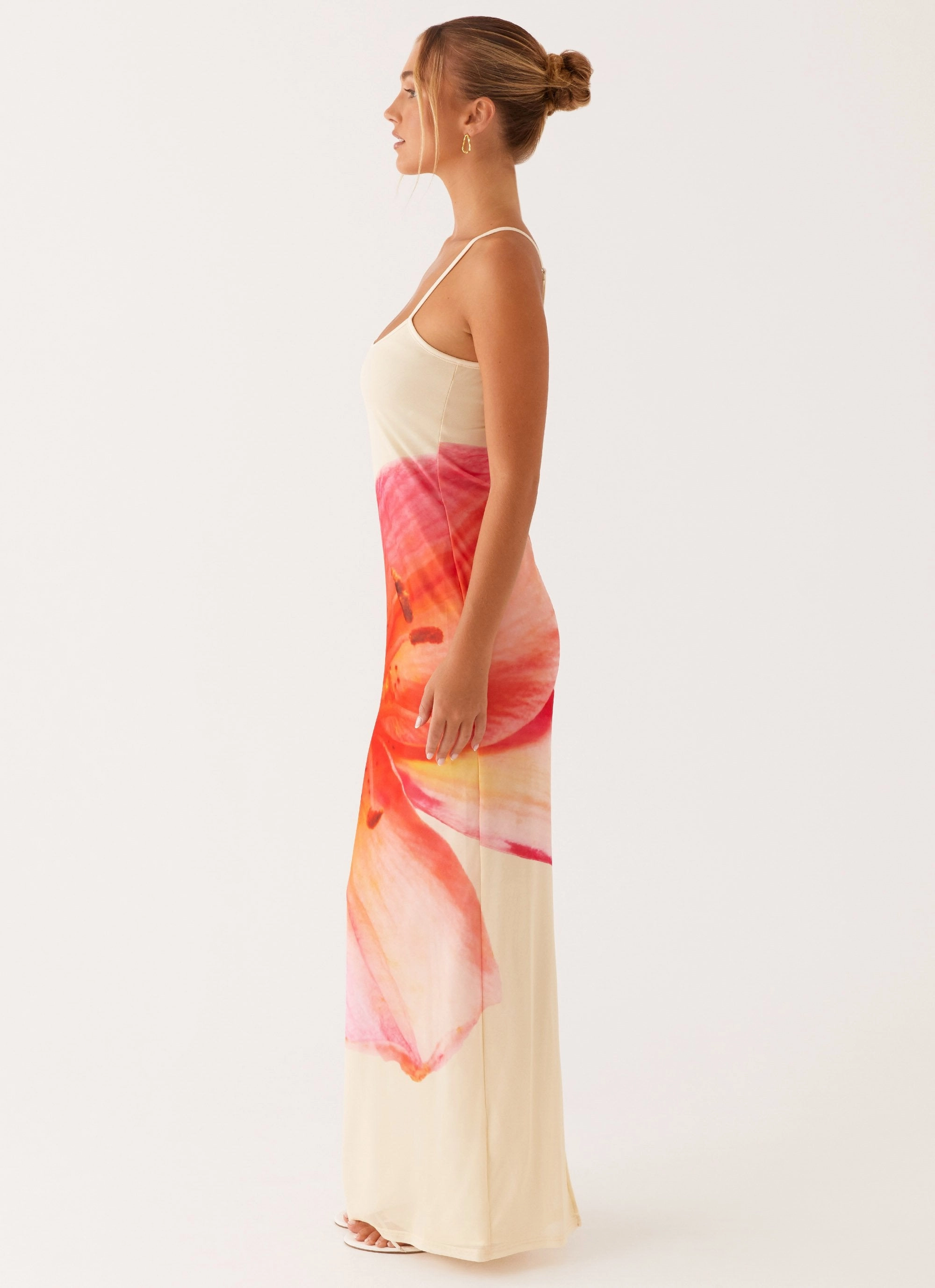 Bad News Mesh Maxi Dress - Yellow Floral Luxe Fabric