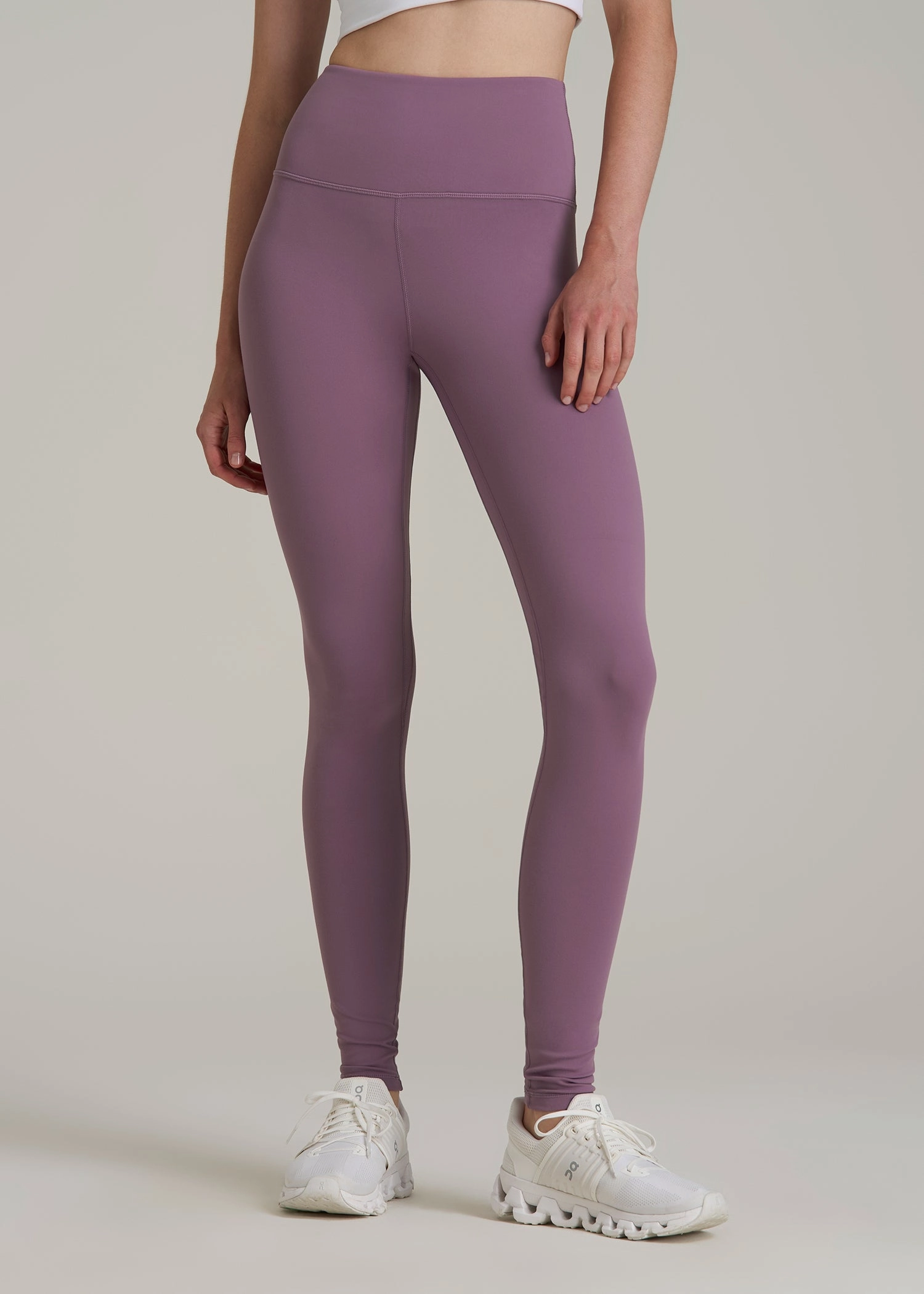 Comfort Seeker Shape Retain Double Layered Knees Balance High-Rise Leggings for Tall Women in Grapeade