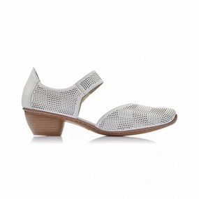 Rieker Women's Mirjam 67 - White Denim Padded collar