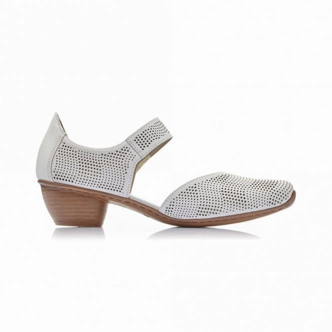 Rieker Women's Mirjam 67 - White Denim Padded collar