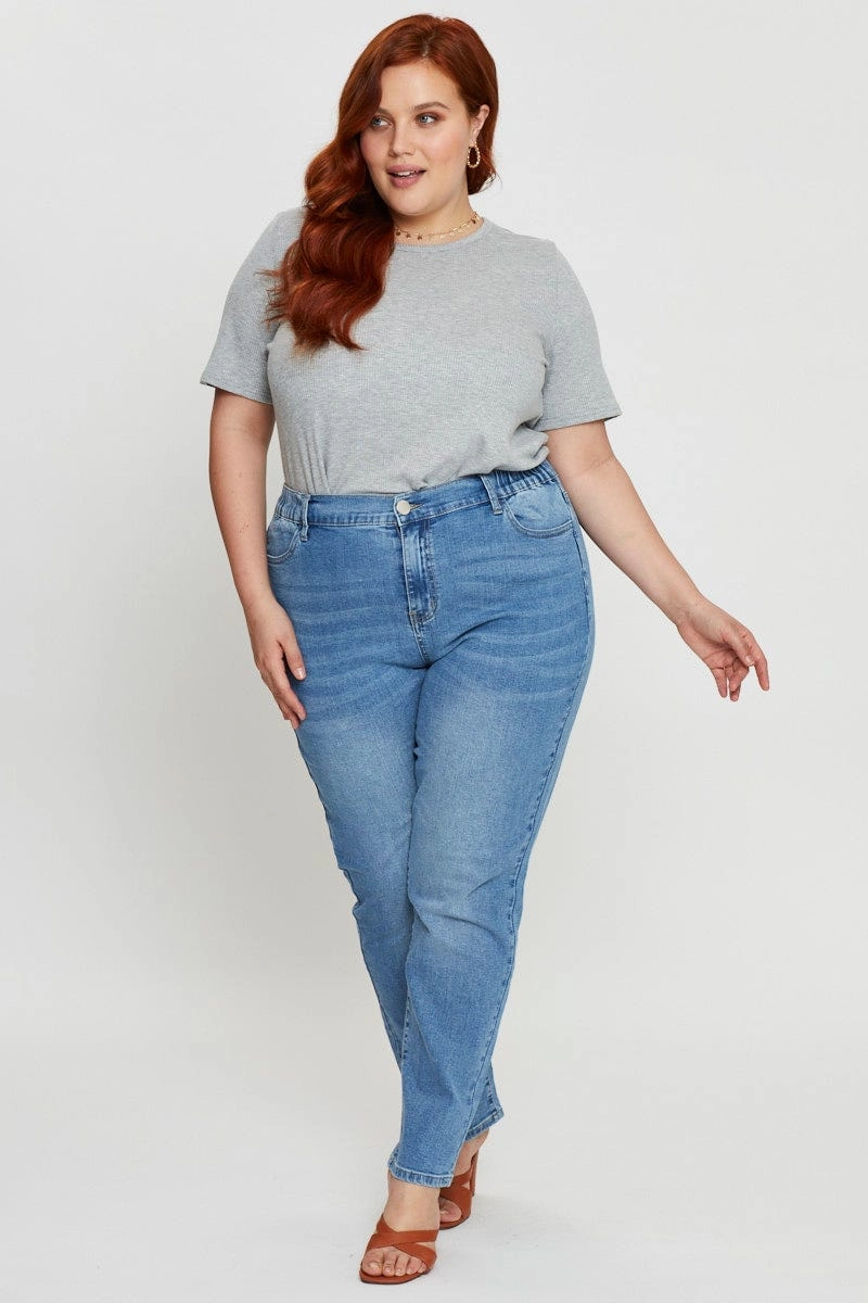 Blue Jean High Rise Straight Leg Elegant Travel Outfit Minimalist Style
