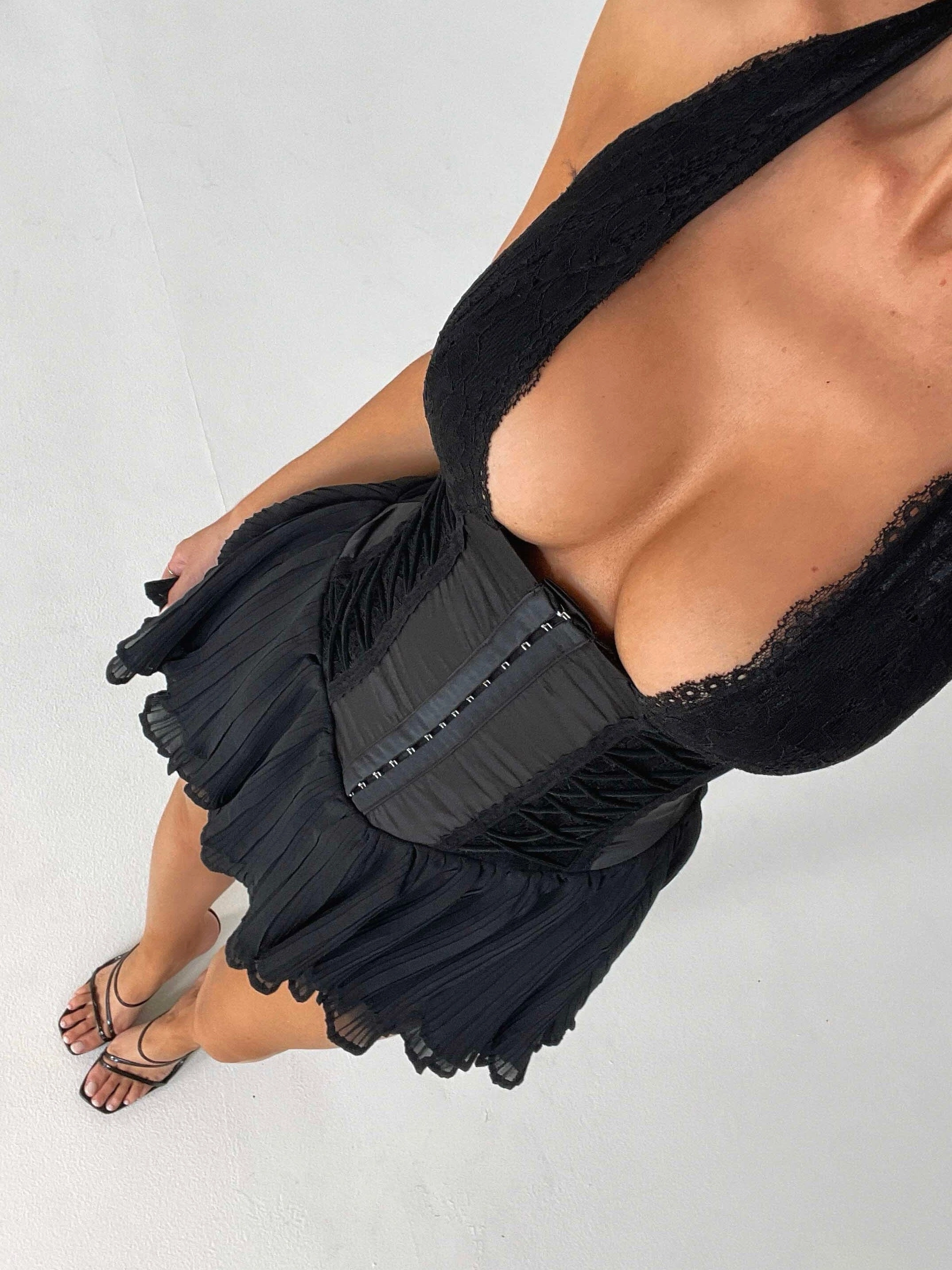 MON AMOUR MINI DRESS BLACK Lawn Soft Classic wrap dress