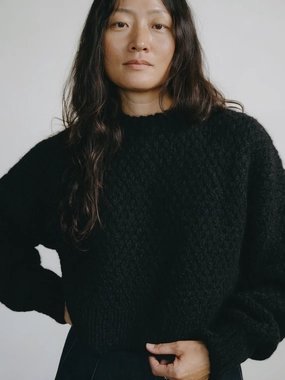 Gia Hand Knit Sweater, Alpaca Blend, Black product party ready excitement