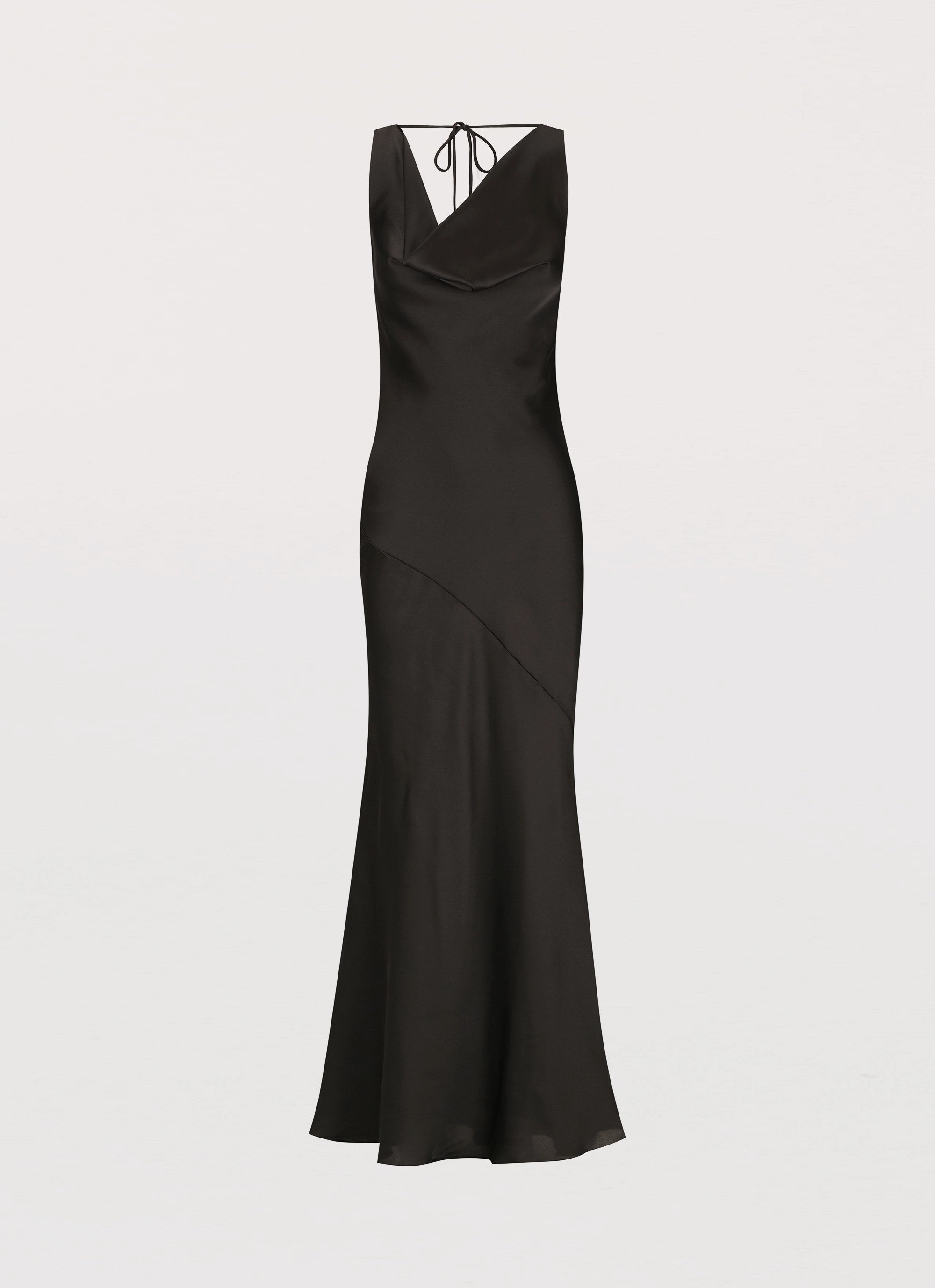 Cozy Silhouette Be Mine Satin Maxi Dress - Black