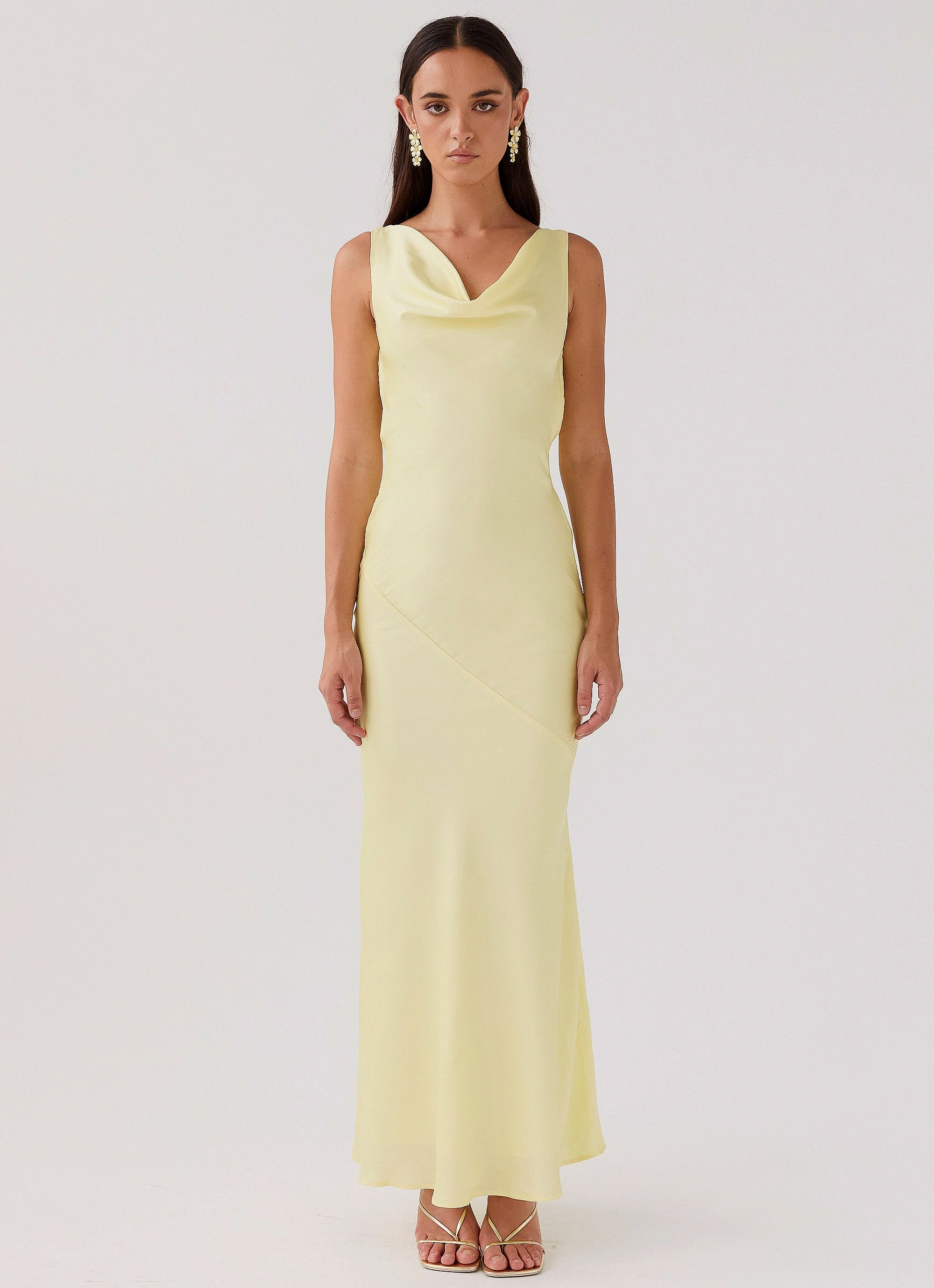 Be Mine Satin Maxi Dress - Canary Compact Fit