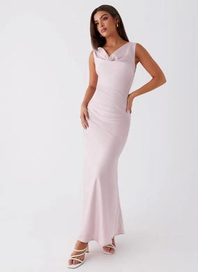 Dreamy Flow Easy to Wear Be Mine Satin Maxi Dress - Mauve Pink
