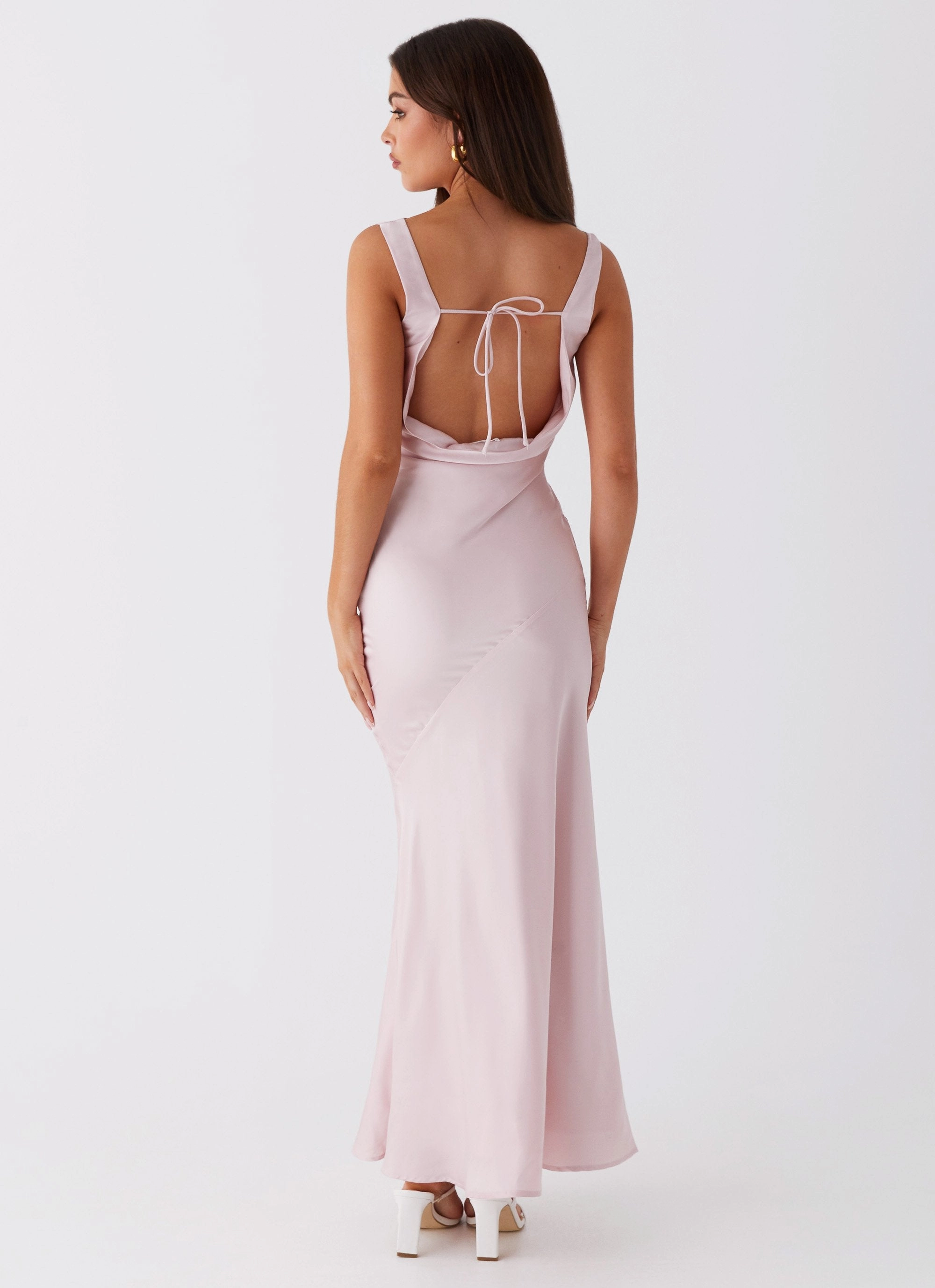 Be Mine Satin Maxi Dress - Mauve Pink Fresh Form Chain-Detail