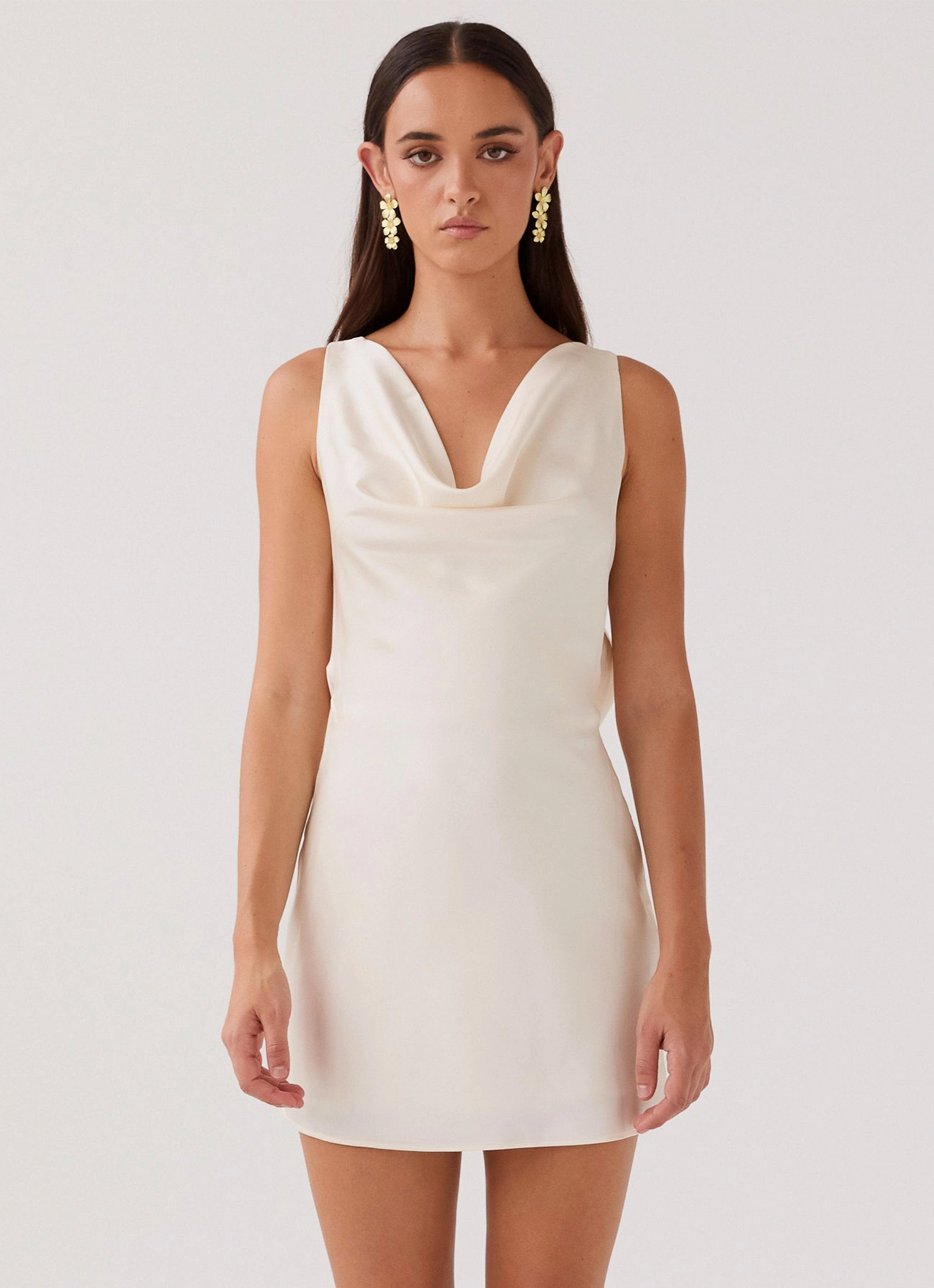 Be Mine Satin Mini Dress - Ivory Versatile Design Quick Fit