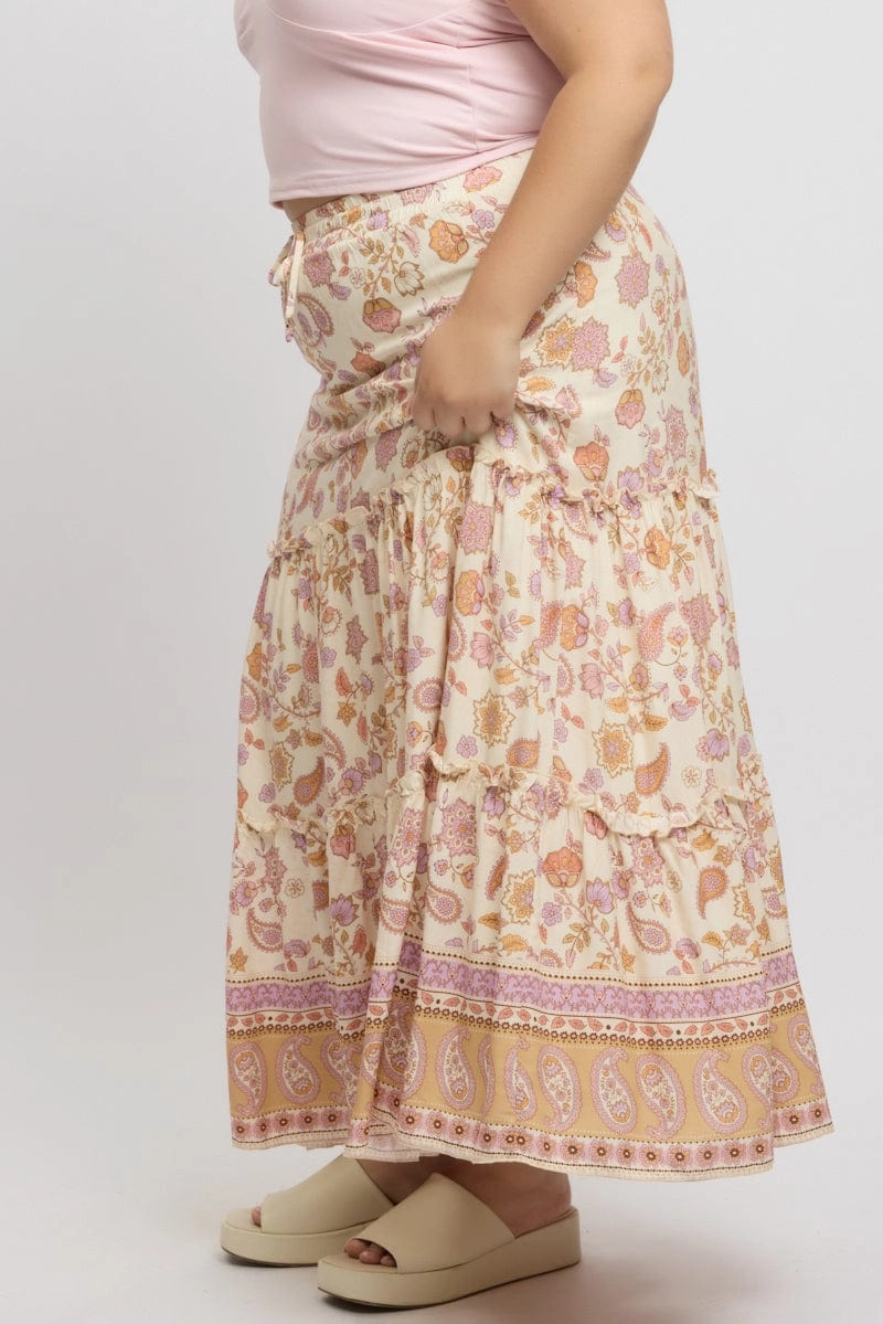 Beige Boho Tiered Maxi Skirt Sleek Appeal Clean Outfit