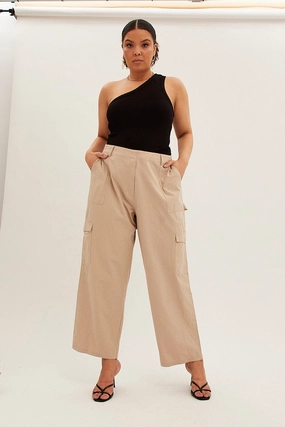 Comfort for All Beige Cargo Pants High Rise