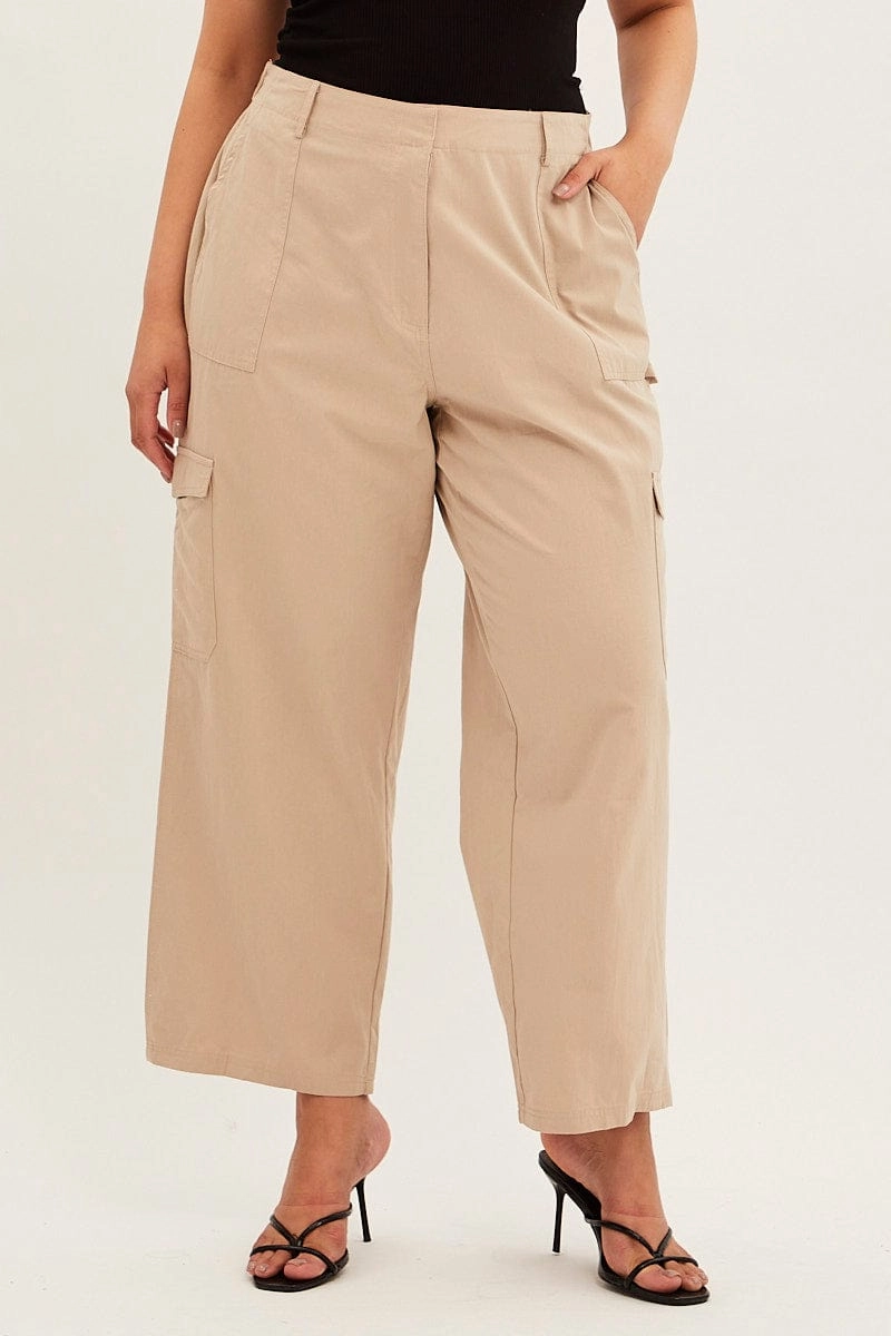 All Purpose HeatRegulatingLining Beige Cargo Pants High Rise