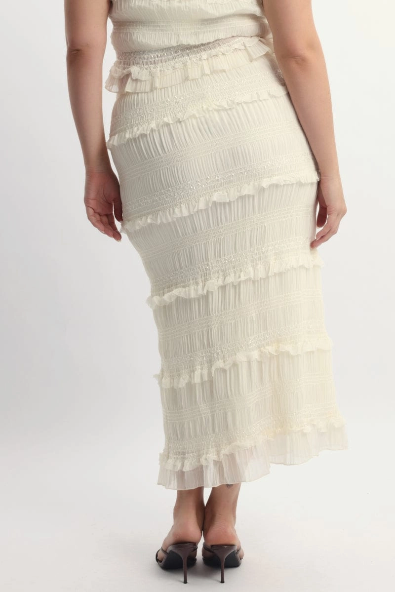 Stylish Choice Classic Mood Beige Frill Maxiskirt