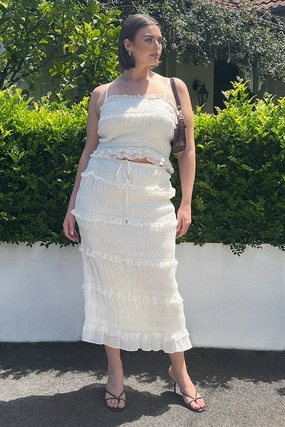 Beige Frill Maxiskirt Bold Finish
